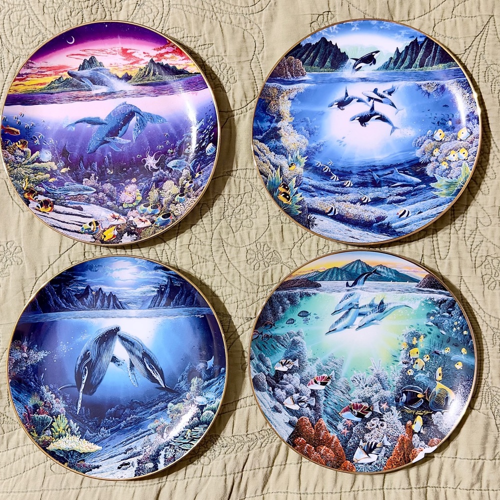 Marine Life Collectable Plates.  3 are in Perfect Condition.  Dolphins has chip.